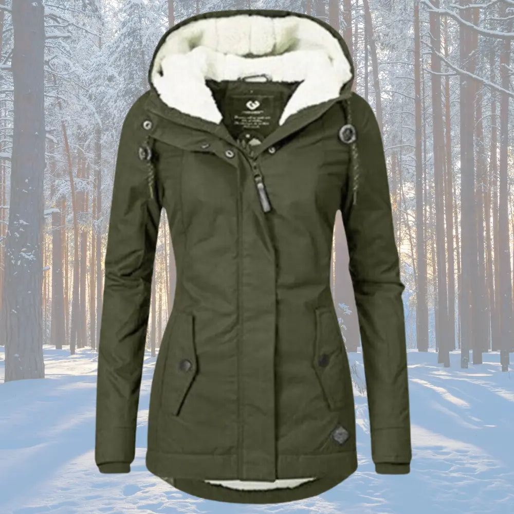 Women's Lined Hooded Parka Jacket with Roomy Hood