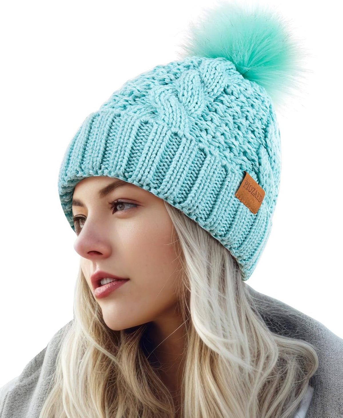 Women's Lined Winter Hat with Pom-Pom