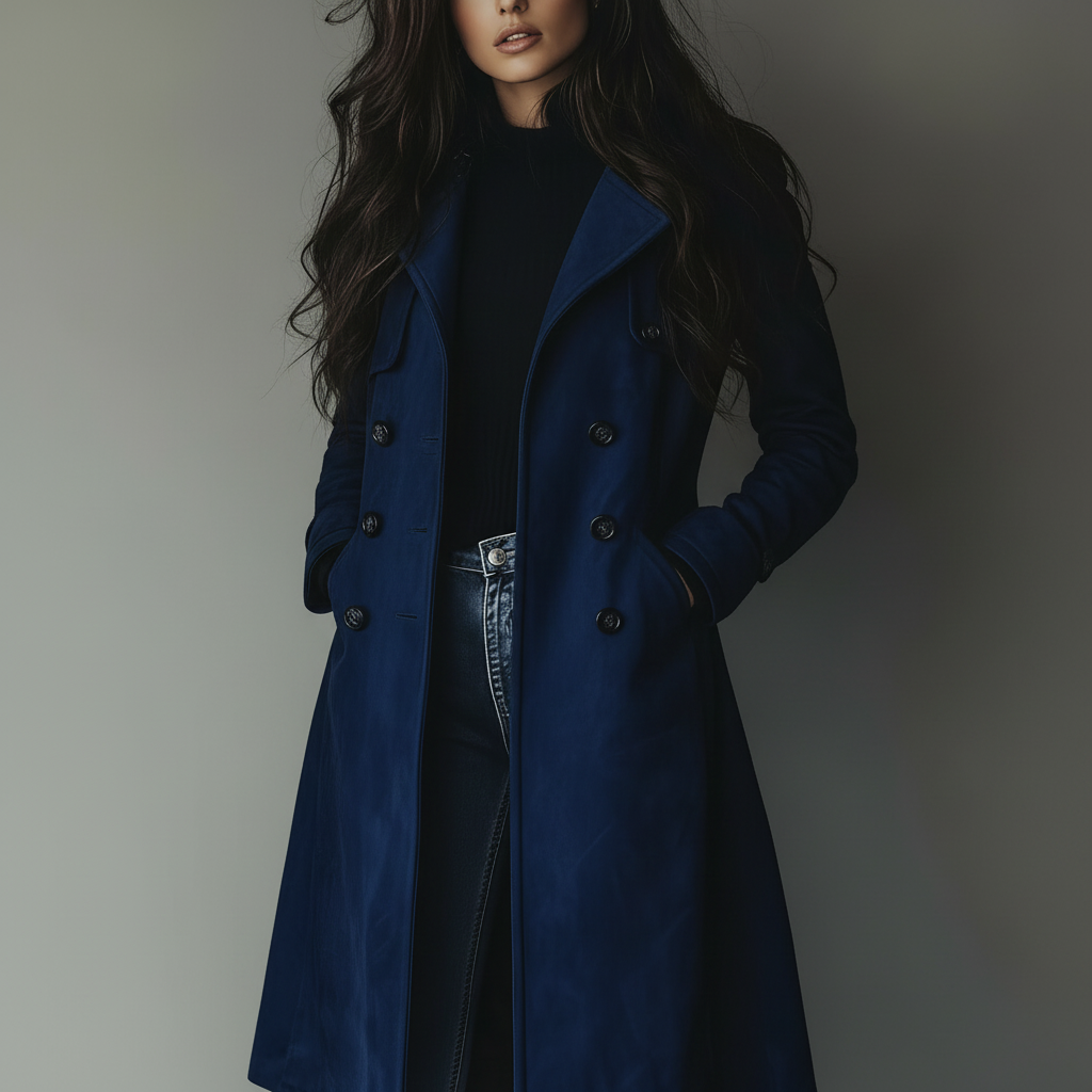 Women's Long Button-Front Fall Trench Coat