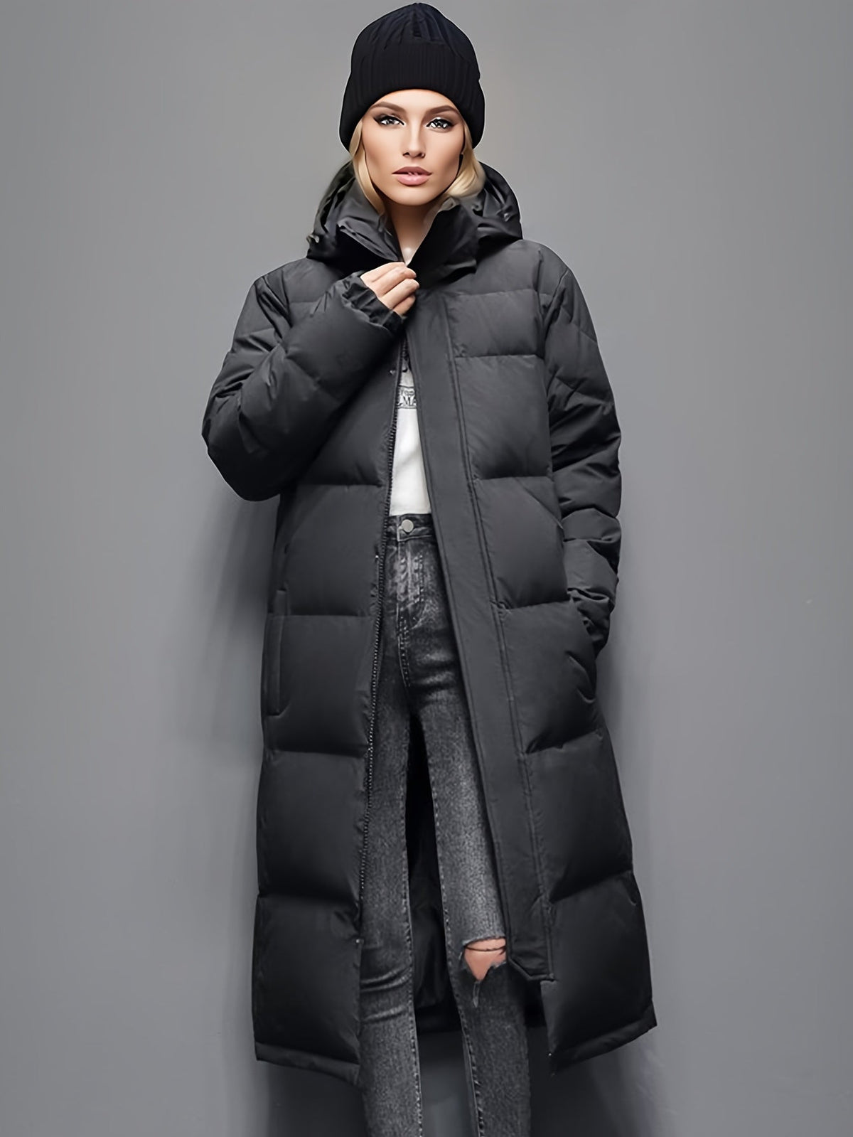 Women's Long Hooded Padded Coat for Autumn/Winter