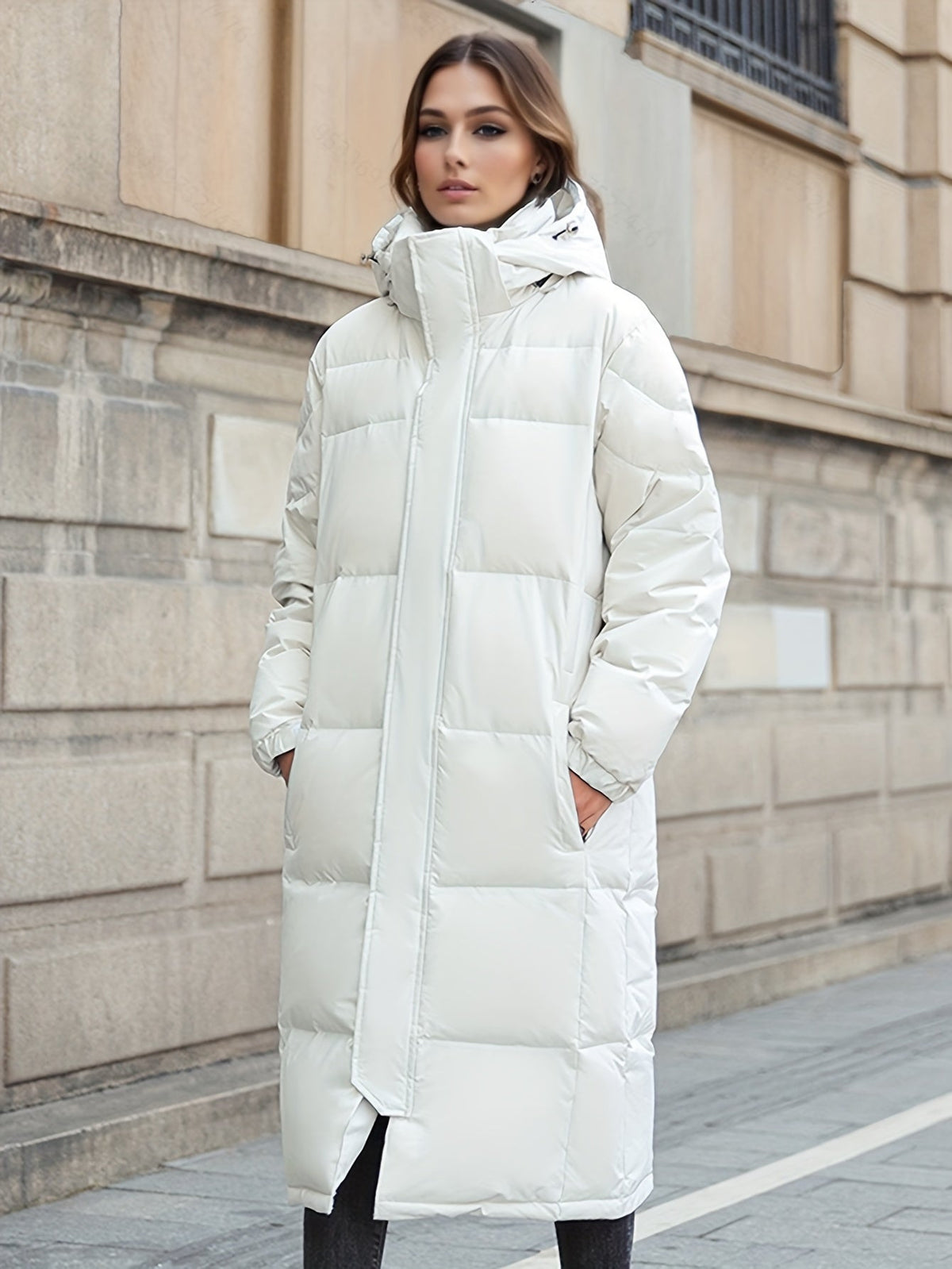 Women's Long Hooded Padded Coat for Autumn/Winter