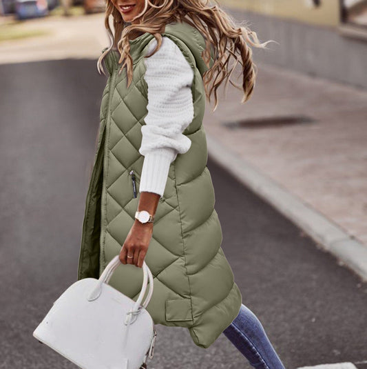 Women's Long Hooded Puffer Vest