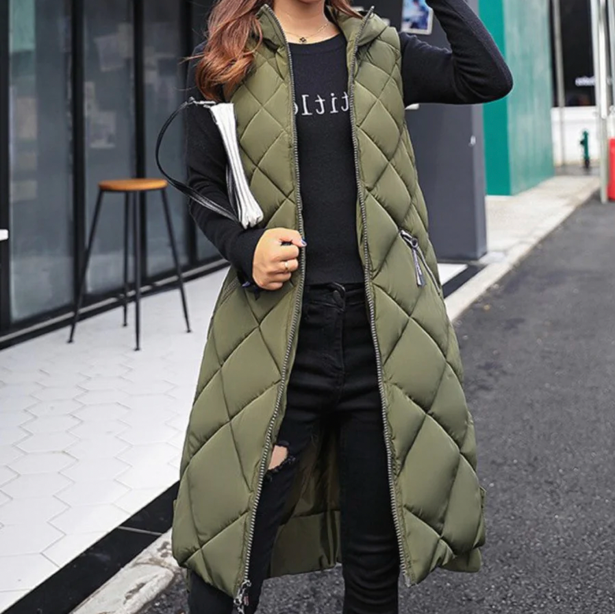 Women's Long Hooded Puffer Vest