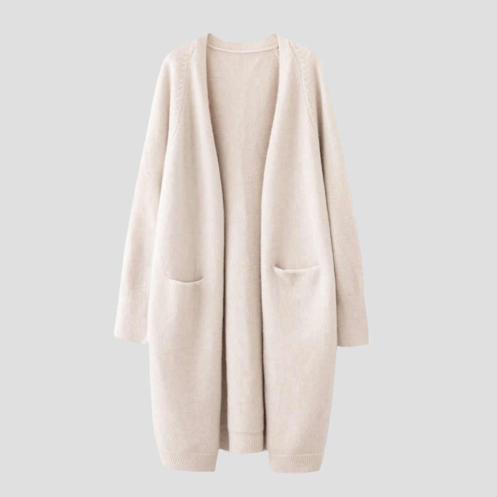 Women's Long Open-Front Cardigan with Pockets