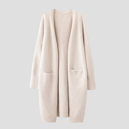 Women's Long Open-Front Cardigan with Pockets