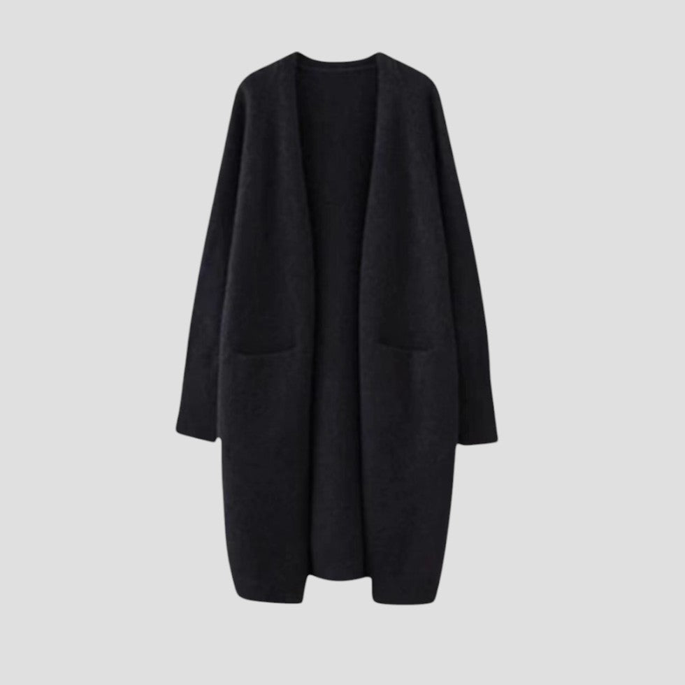 Women's Long Open-Front Cardigan with Pockets