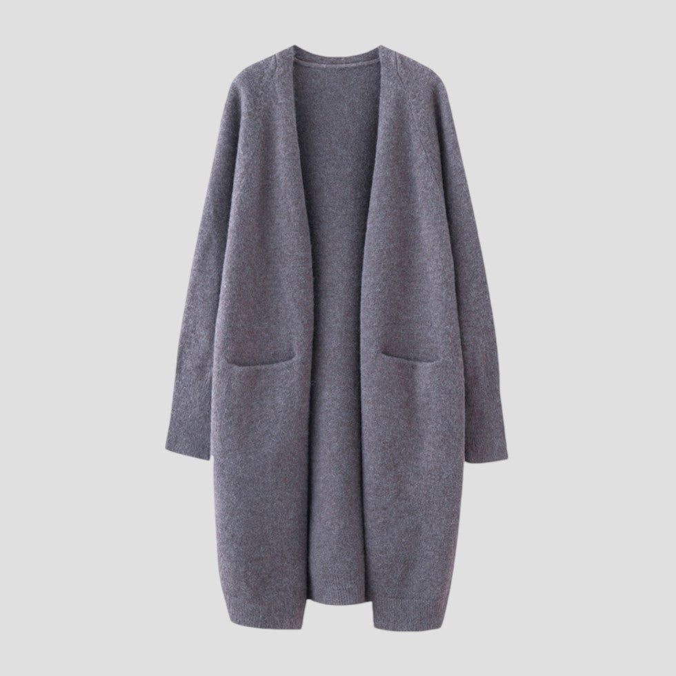Women's Long Open-Front Cardigan with Pockets