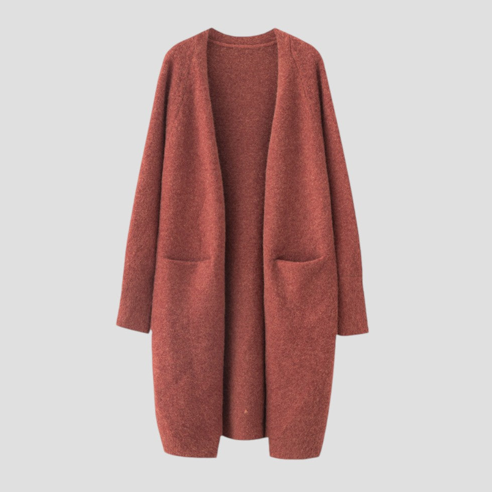 Women's Long Open-Front Cardigan with Pockets
