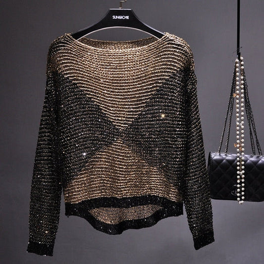 Women's Long-Sleeve Sequin Top – Glamorous Shine for Special Occasions