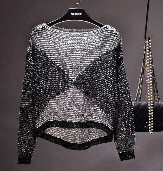 Women's Long-Sleeve Sequin Top – Glamorous Shine for Special Occasions