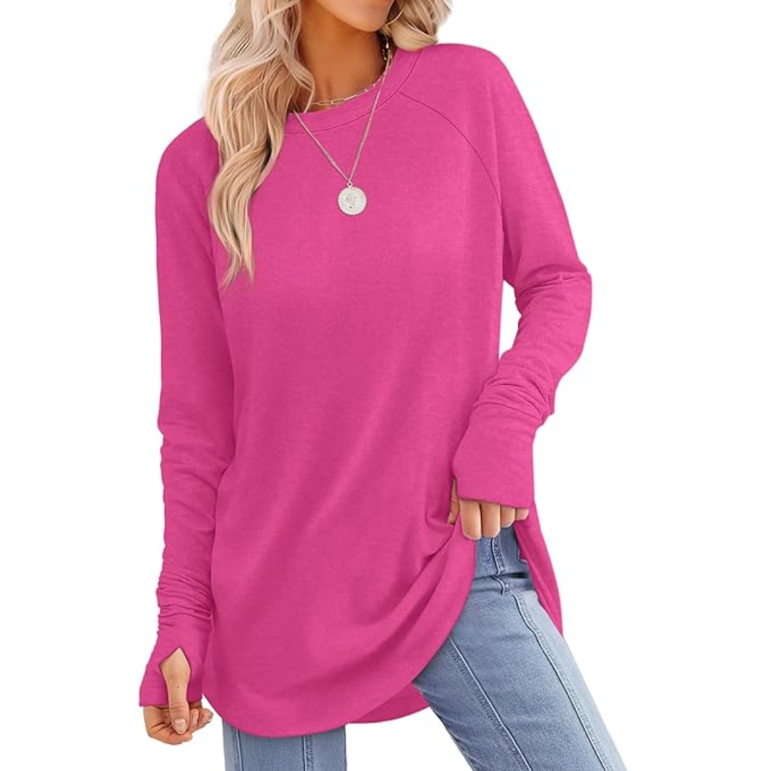 Women's Long Sleeve Tunic Top with Thumbholes