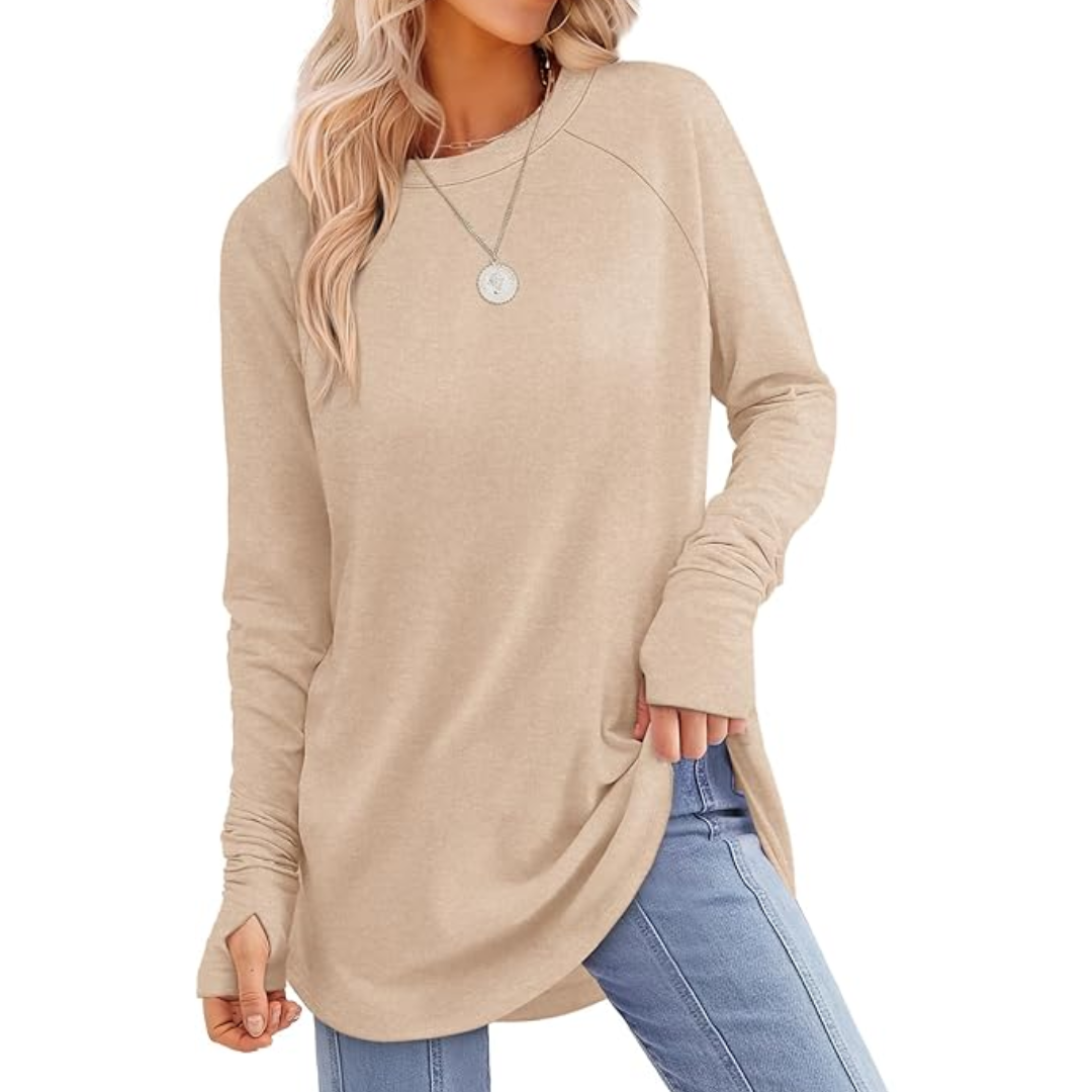 Women's Long Sleeve Tunic Top with Thumbholes