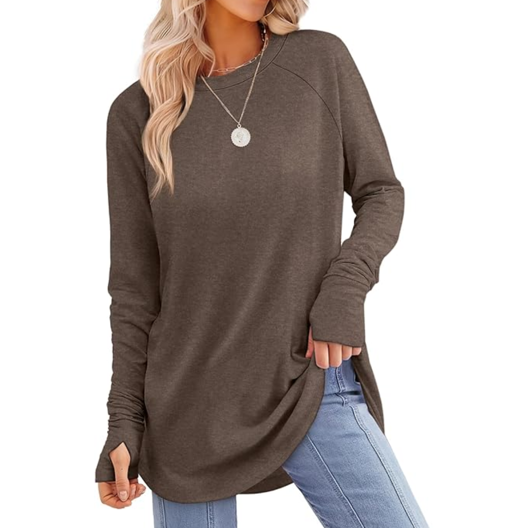 Women's Long Sleeve Tunic Top with Thumbholes