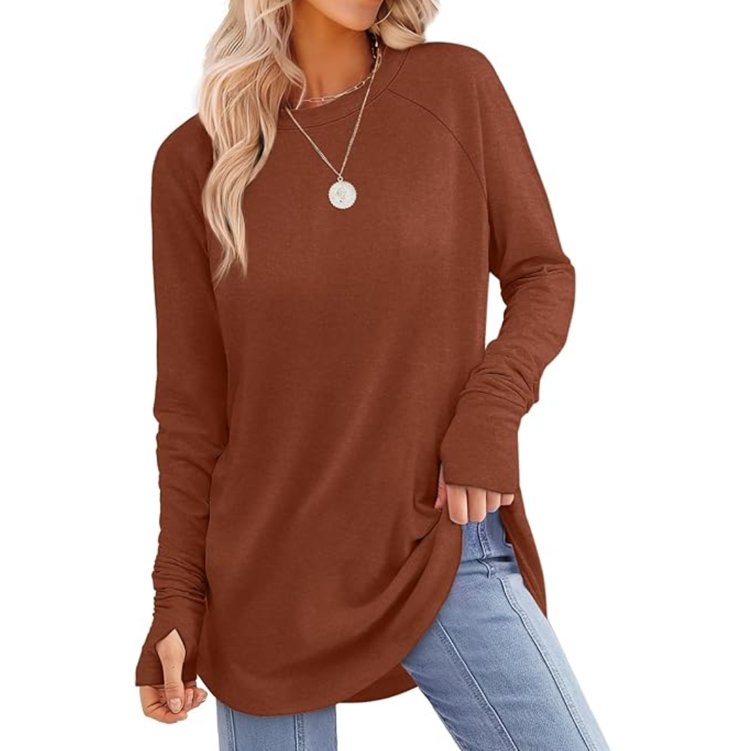 Women's Long Sleeve Tunic Top with Thumbholes