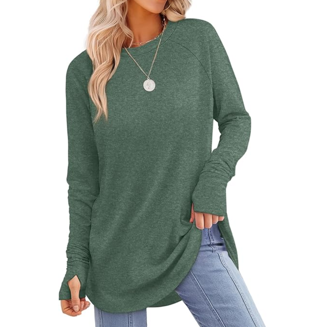 Women's Long Sleeve Tunic Top with Thumbholes
