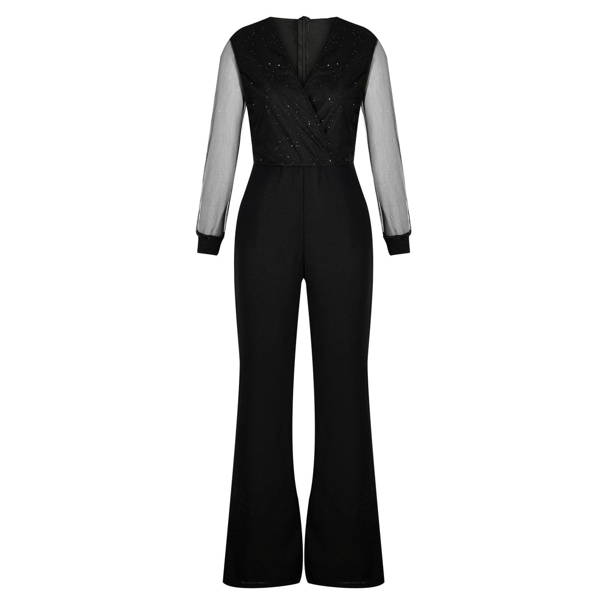 Women's Long-Sleeve Wide-Leg Jumpsuit