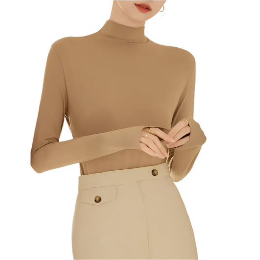 Women's Long-Sleeved High-Neck Top
