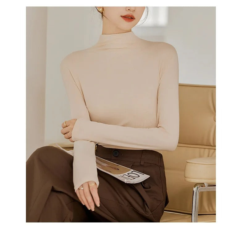 Women's Long-Sleeved High-Neck Top