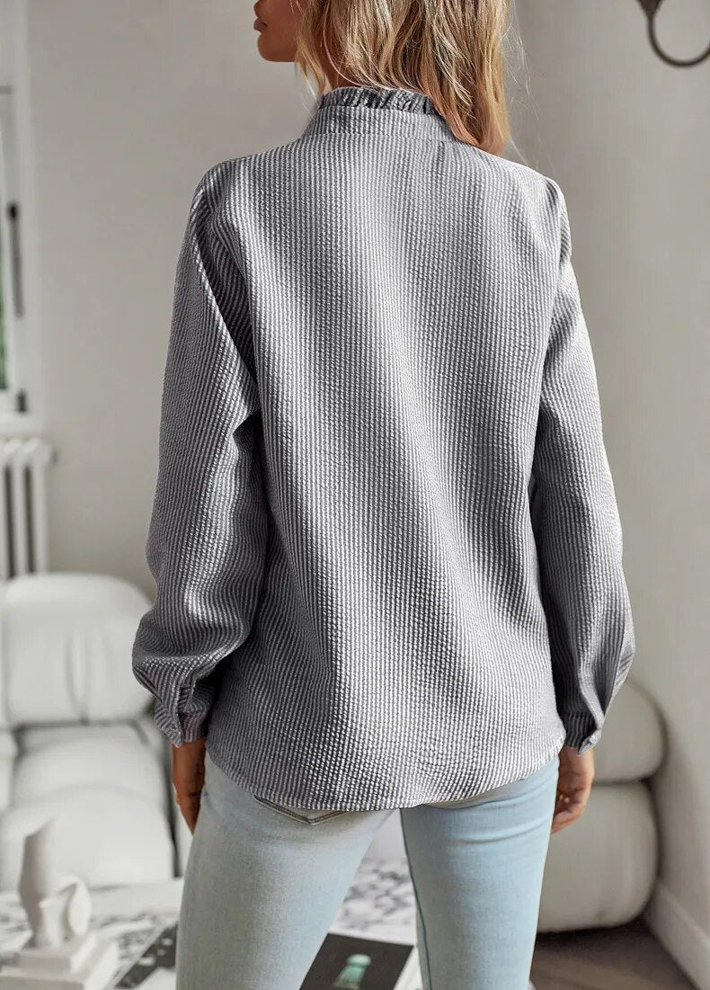 Women's Long-Sleeved Ruffle Blouse