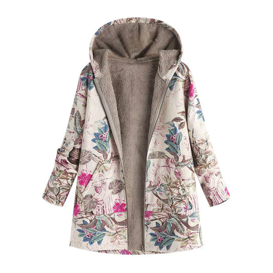 Women's Long Spring Jacket with Hood and Front Pockets