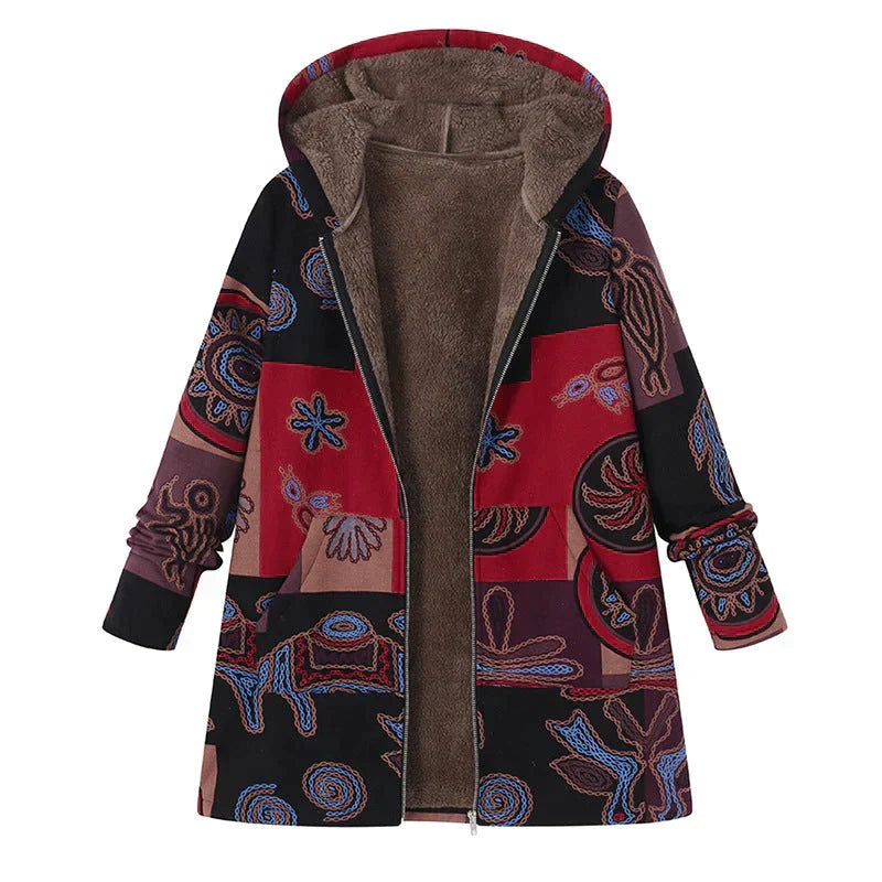 Women's Long Spring Jacket with Hood and Front Pockets