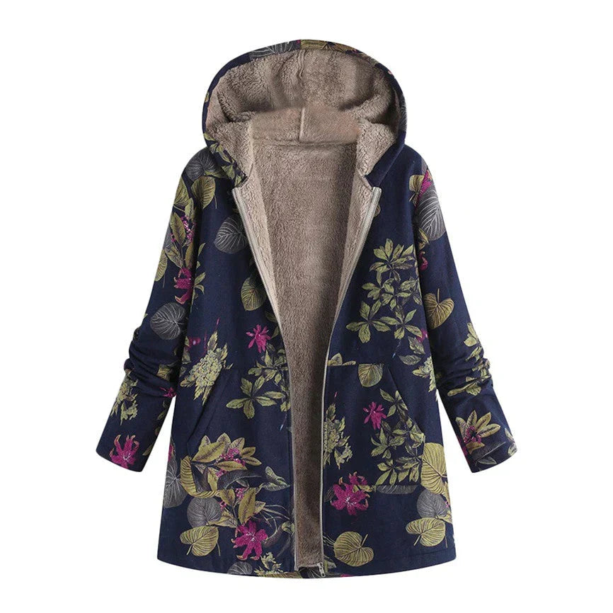 Women's Long Spring Jacket with Hood and Front Pockets