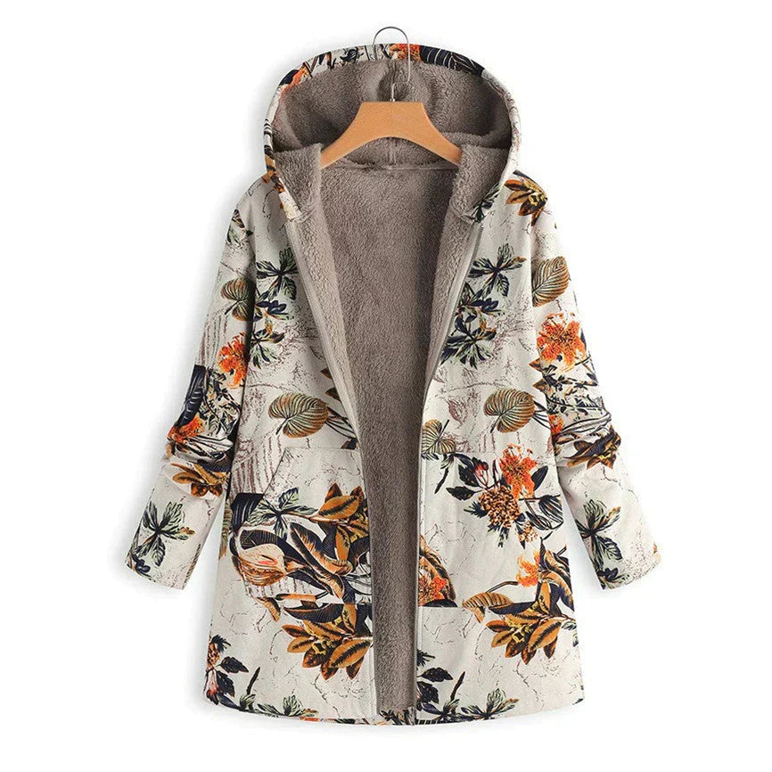 Women's Long Spring Jacket with Hood and Front Pockets