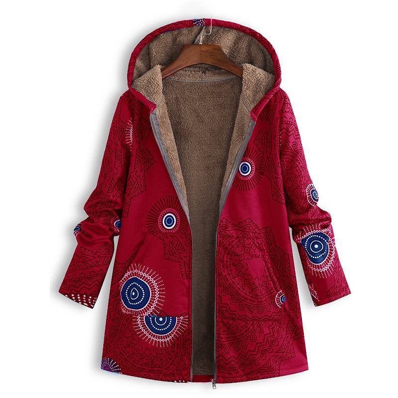 Women's Long Spring Jacket with Hood and Front Pockets