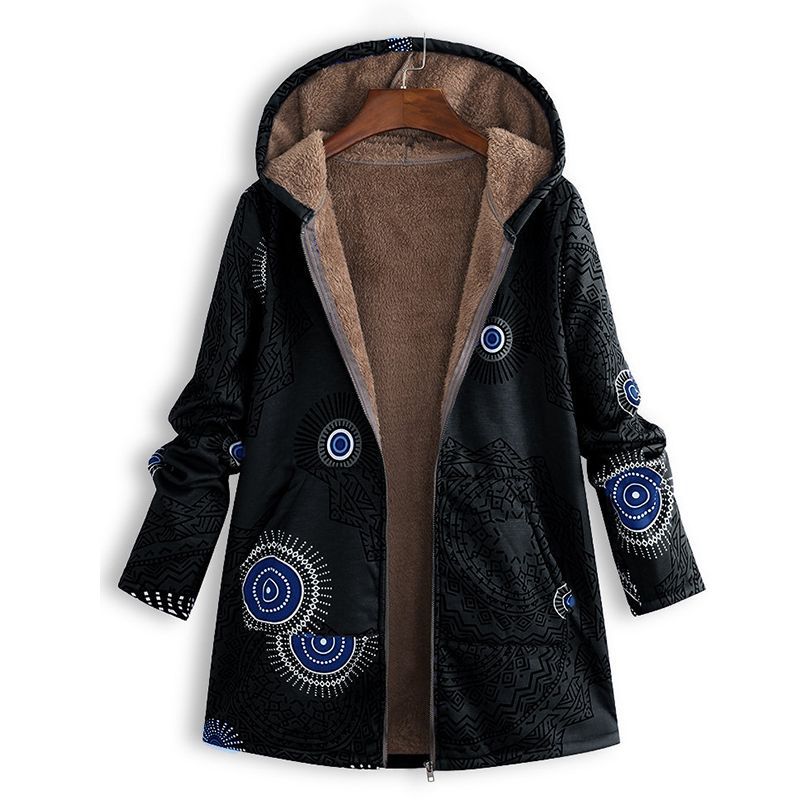 Women's Long Spring Jacket with Hood and Front Pockets