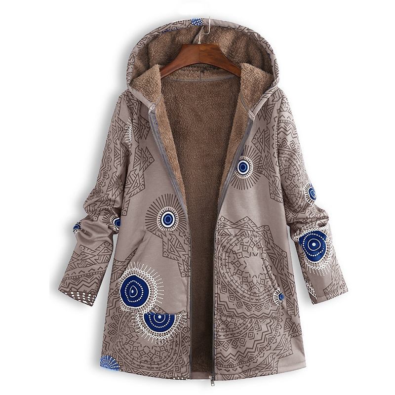 Women's Long Spring Jacket with Hood and Front Pockets