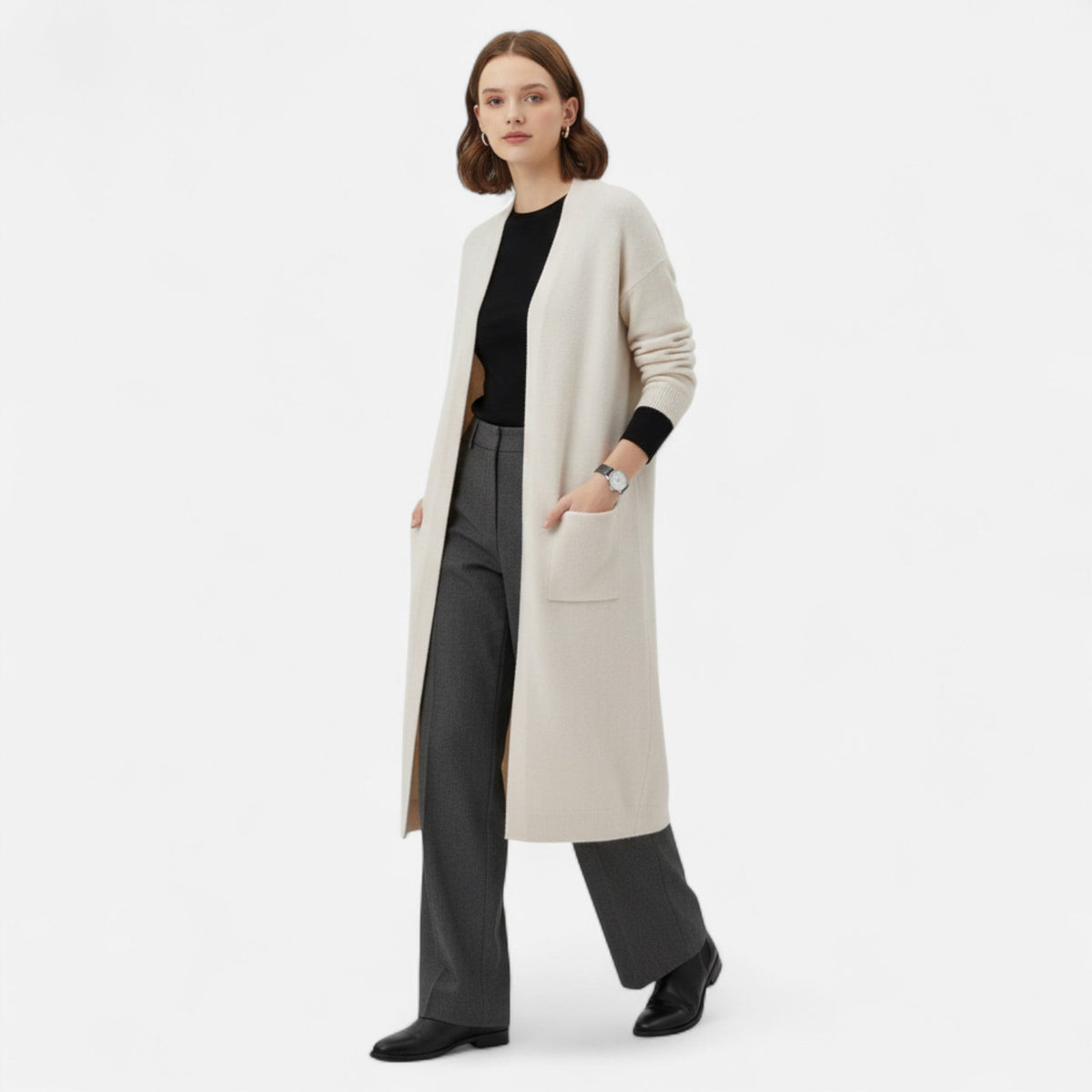 Women's Longline Open-Front Cardigan Coat