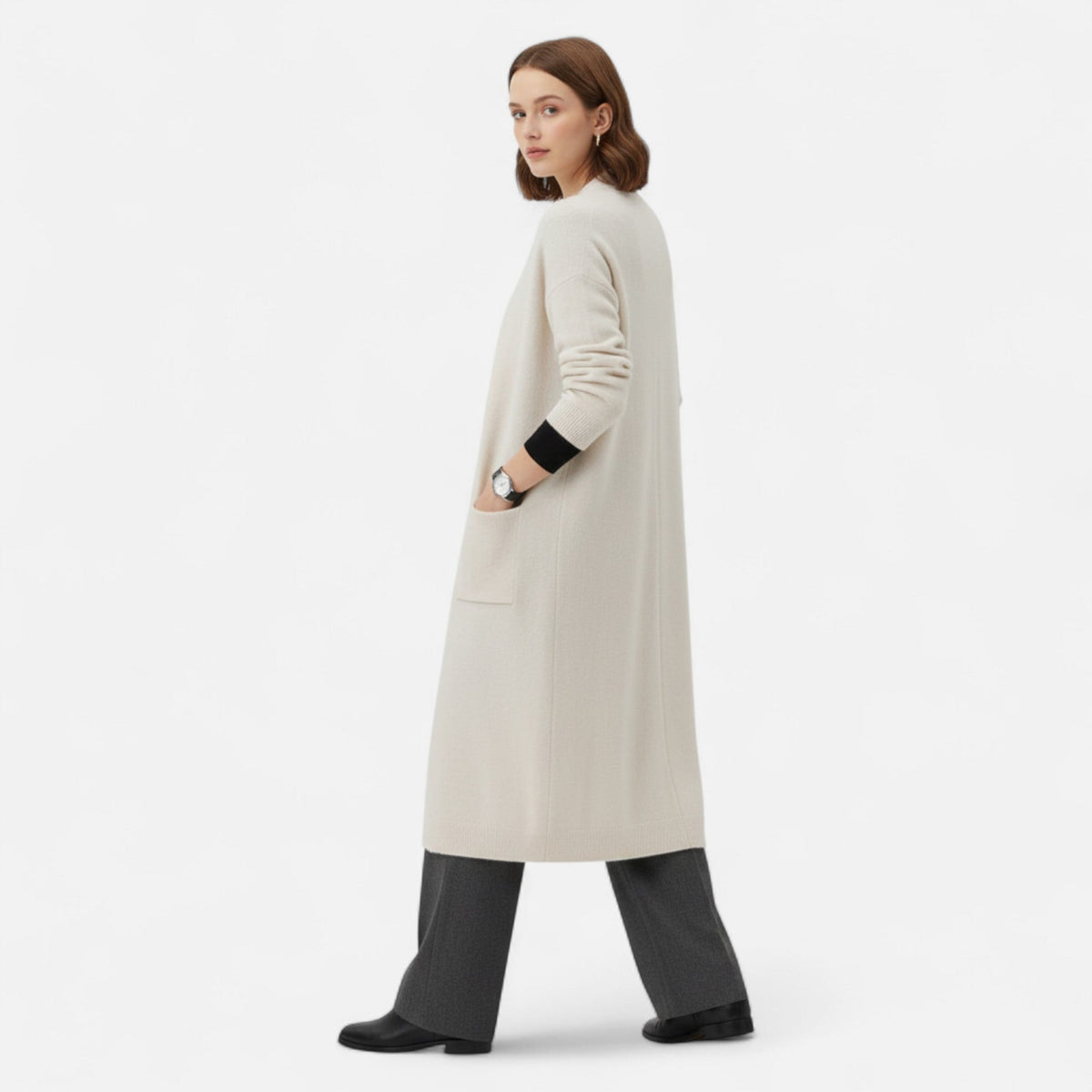 Women's Longline Open-Front Cardigan Coat
