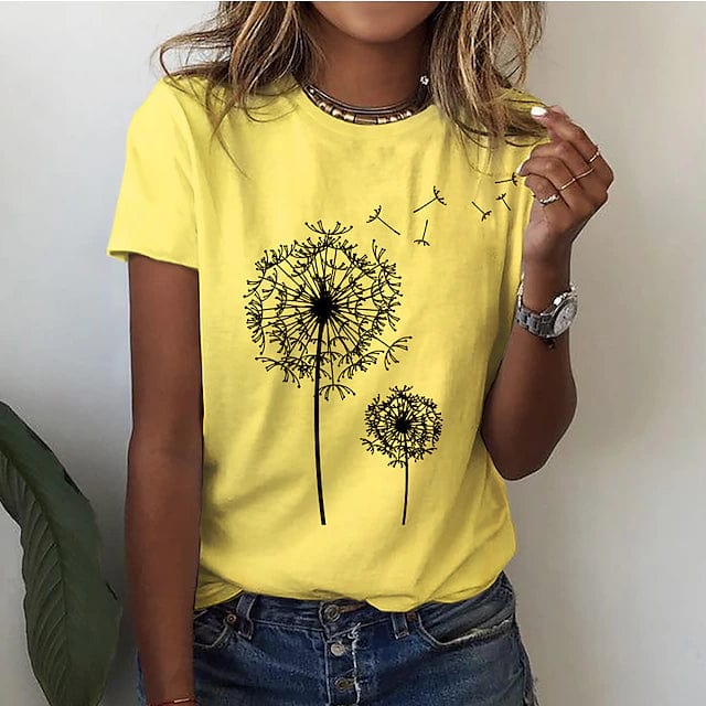 Women's Loose Fit T-Shirt with 3D Dandelion Print