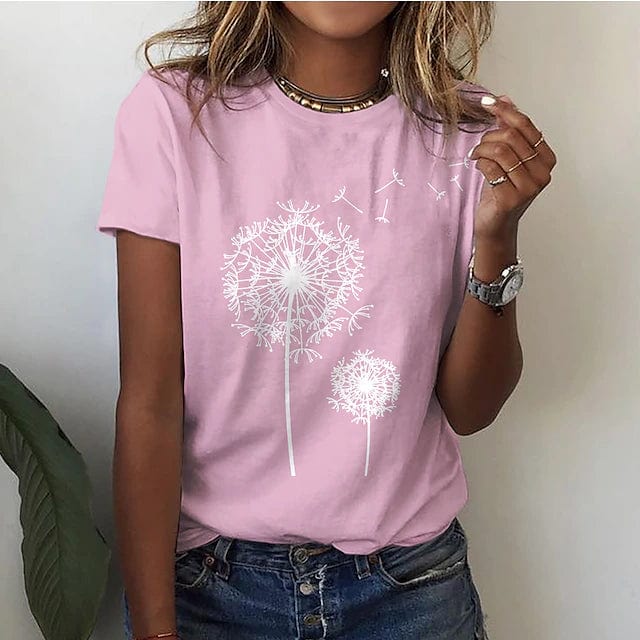Women's Loose Fit T-Shirt with 3D Dandelion Print