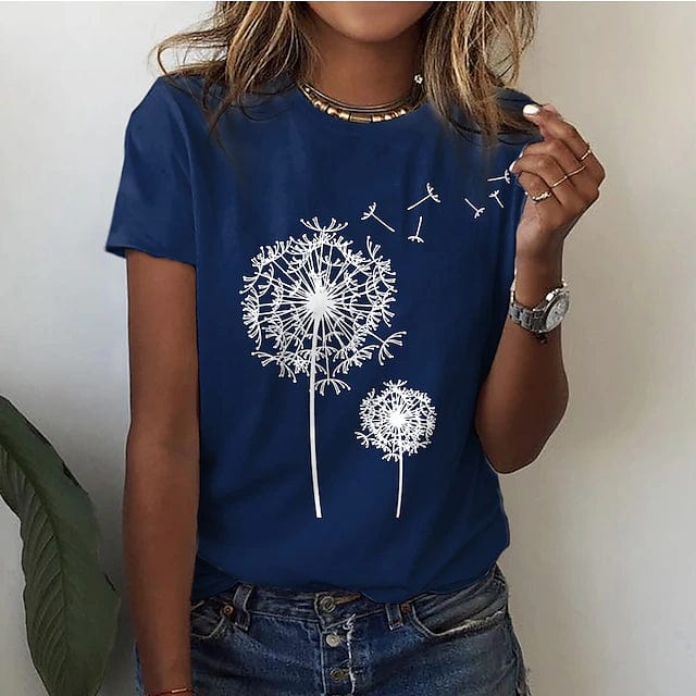 Women's Loose Fit T-Shirt with 3D Dandelion Print