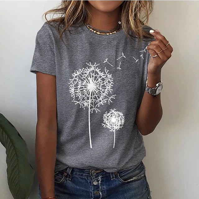 Women's Loose Fit T-Shirt with 3D Dandelion Print