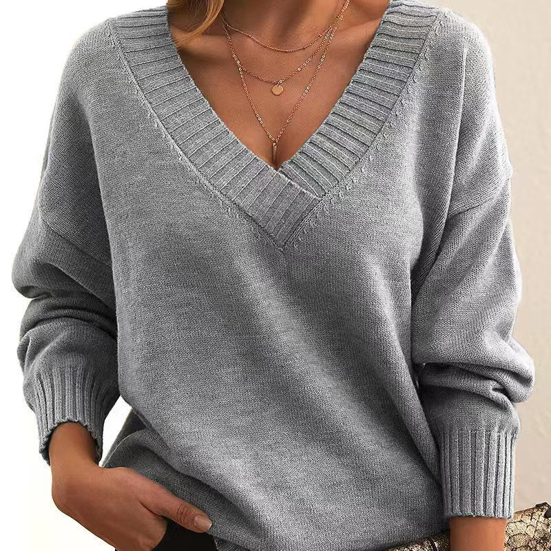 Women's Loose Fit V-Neck Sweater