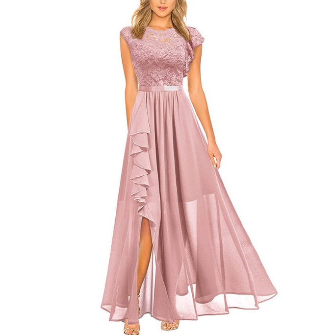 Women's Maxi Dress with Romantic Lace Details and Ruffles
