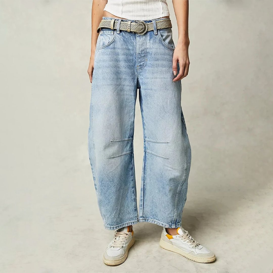 Women's Mid-Rise Heavyweight Cropped Barrel Leg Jeans