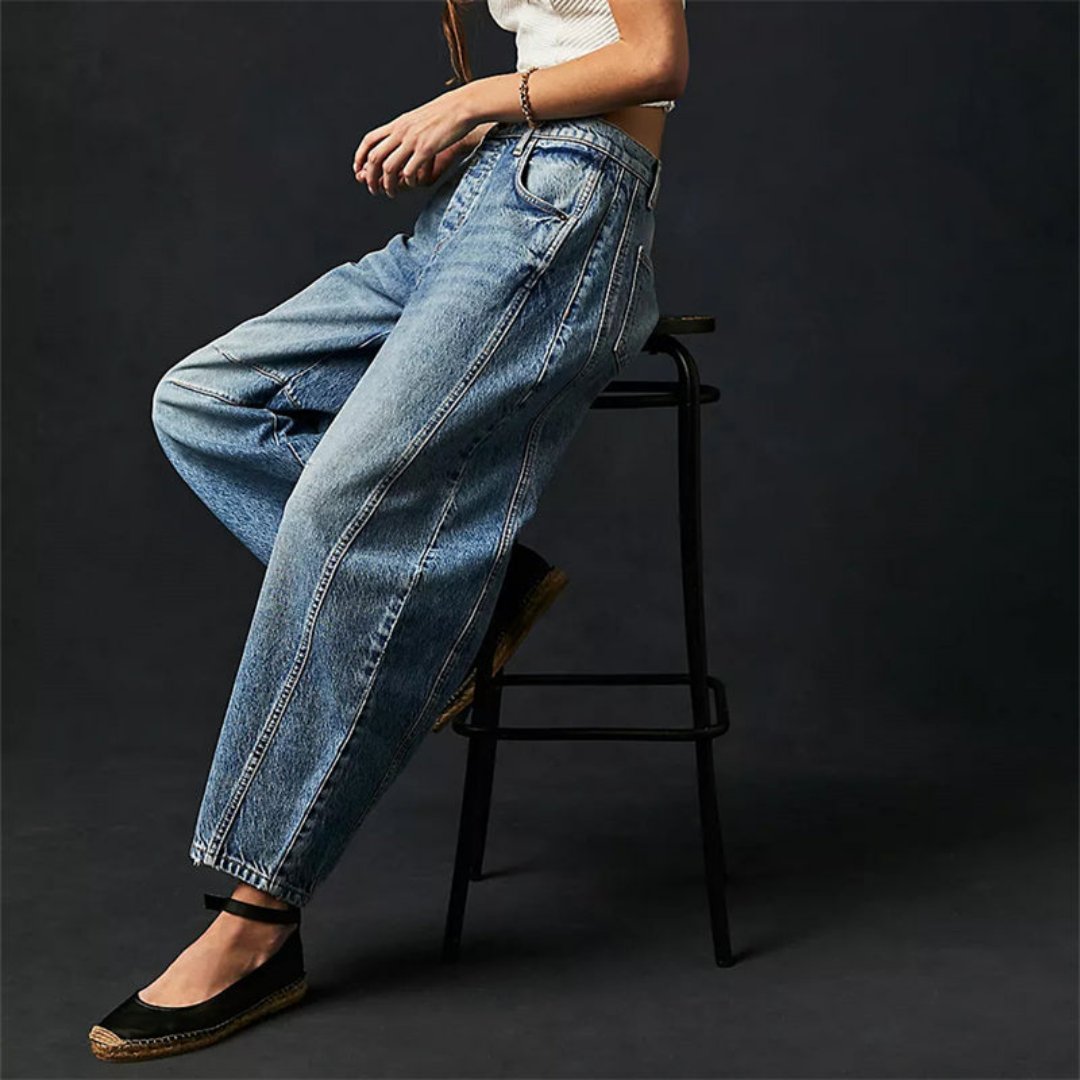 Women's Mid-Rise Heavyweight Cropped Barrel Leg Jeans