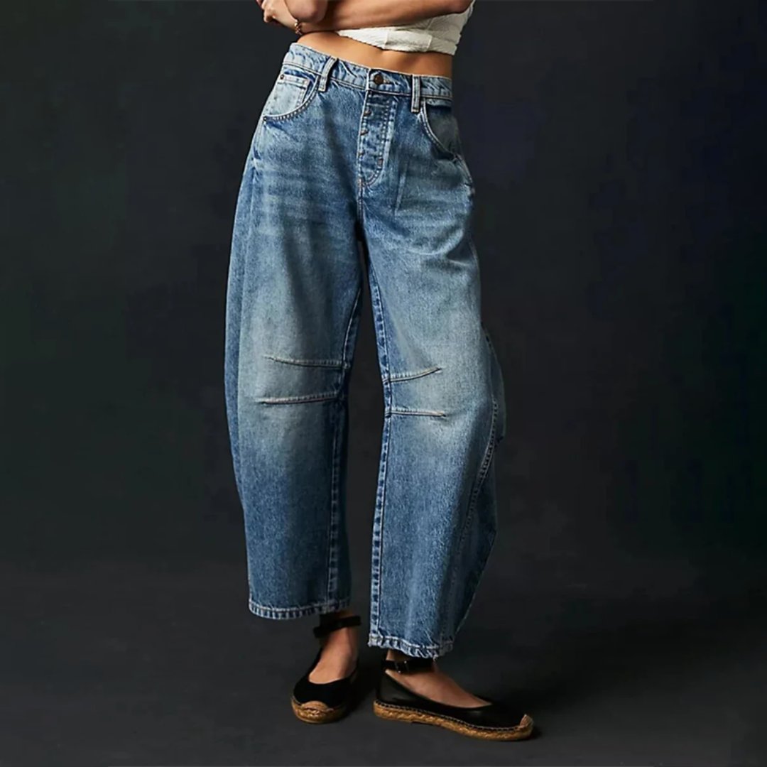 Women's Mid-Rise Heavyweight Cropped Barrel Leg Jeans