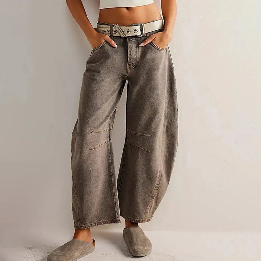 Women's Mid-Rise Heavyweight Cropped Barrel Leg Jeans
