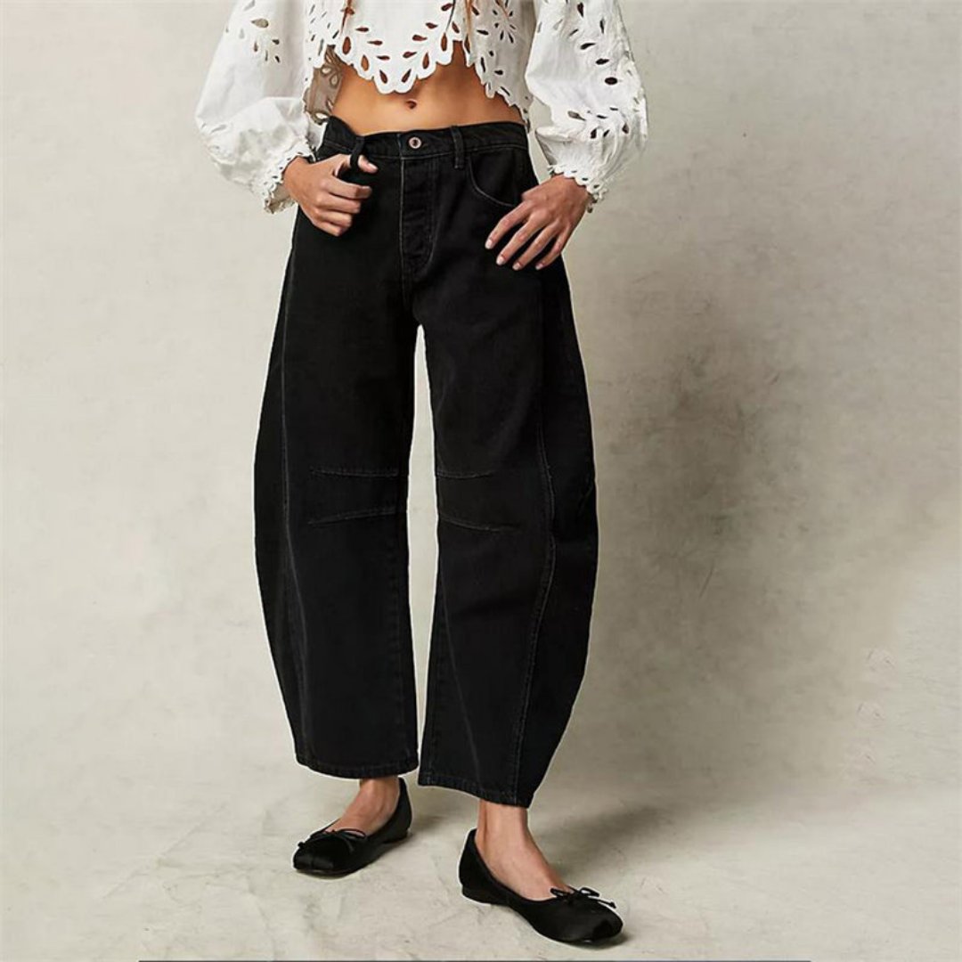 Women's Mid-Rise Heavyweight Cropped Barrel Leg Jeans