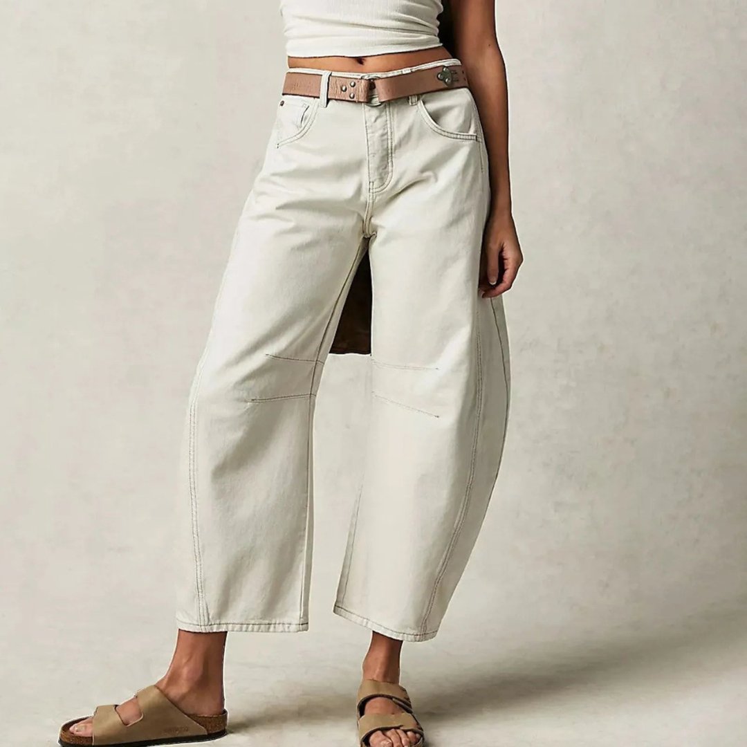 Women's Mid-Rise Heavyweight Cropped Barrel Leg Jeans