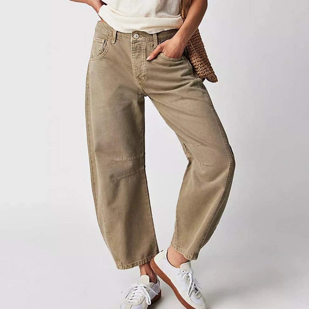 Women's Mid-Rise Heavyweight Cropped Barrel Leg Jeans