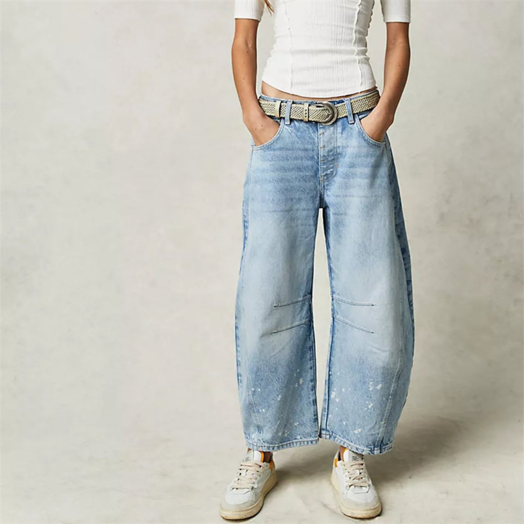 Women's Mid-Rise Heavyweight Cropped Barrel Leg Jeans