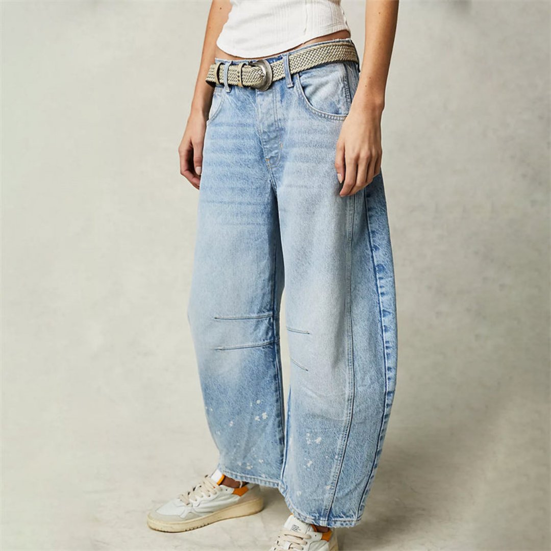 Women's Mid-Rise Heavyweight Cropped Barrel Leg Jeans