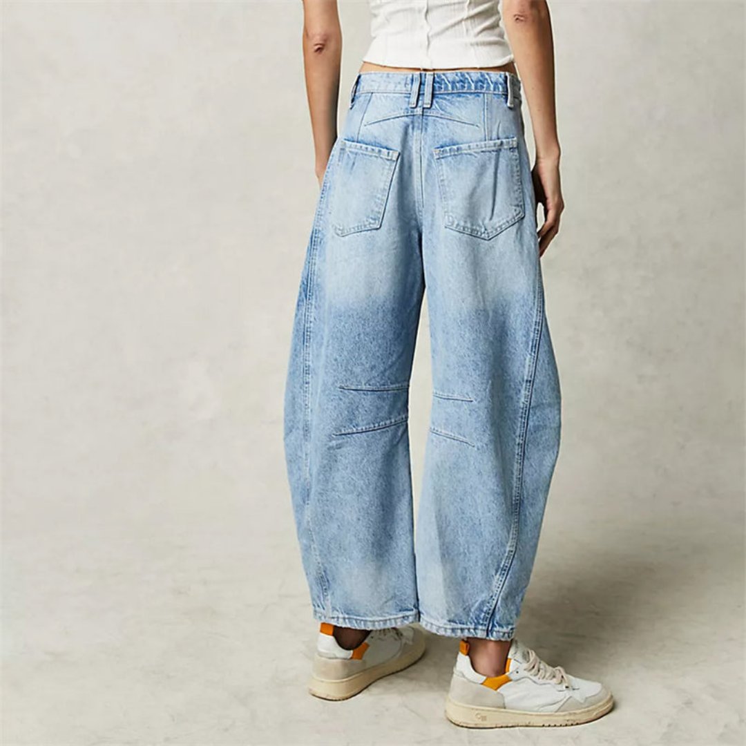 Women's Mid-Rise Heavyweight Cropped Barrel Leg Jeans