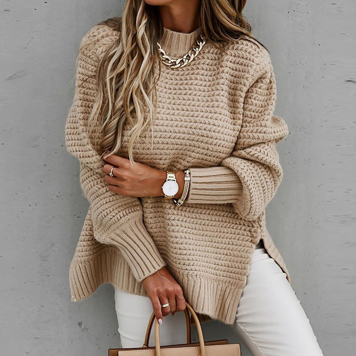 Women's Mock Neck Tunic Sweater