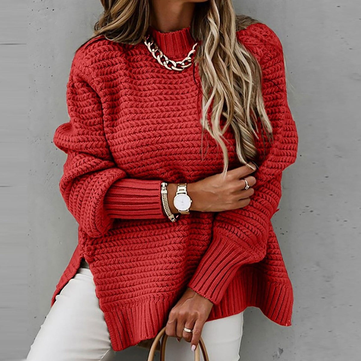 Women's Mock Neck Tunic Sweater